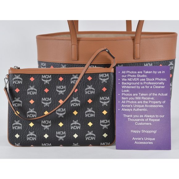 New MCM $760 LIZ Rainbow Spectrum Visetos Purse Tote Shopper W/Zip Pouch - Picture 3 of 11